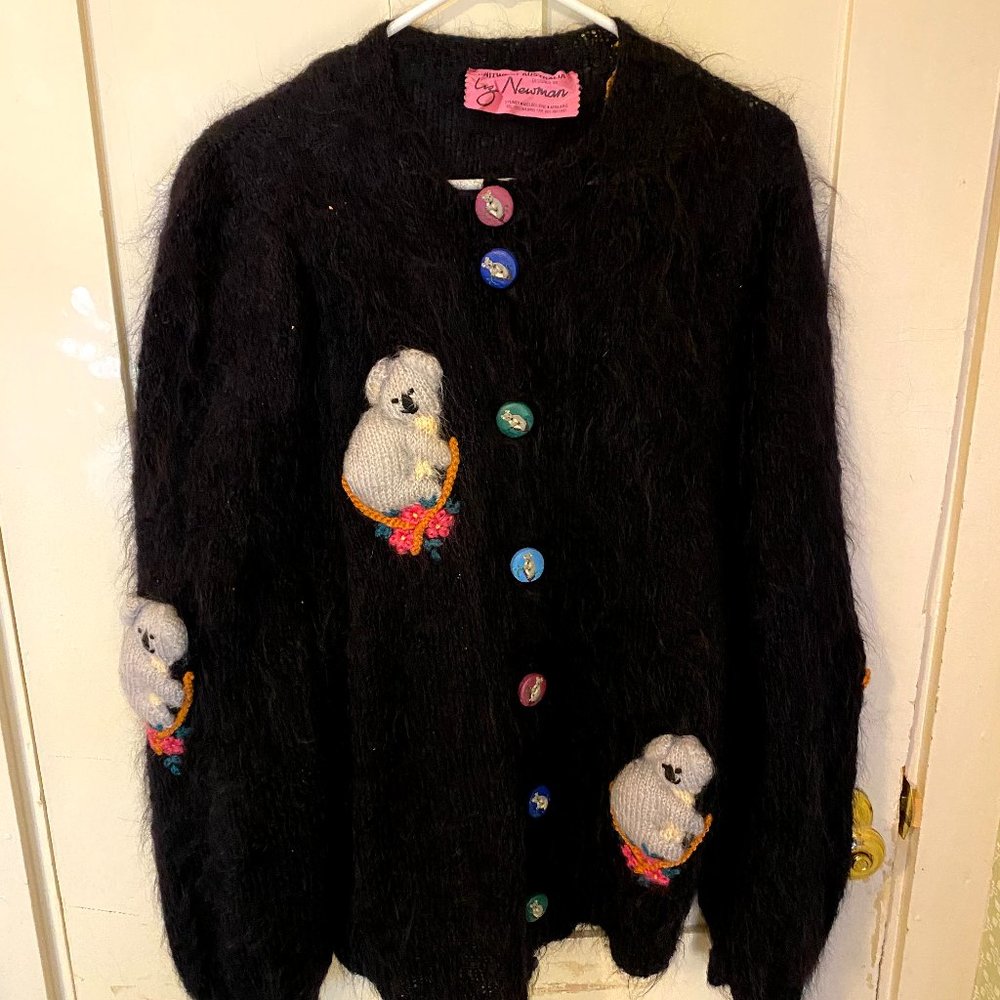 Koala Sweater Black Mohair Women's Liz Newman